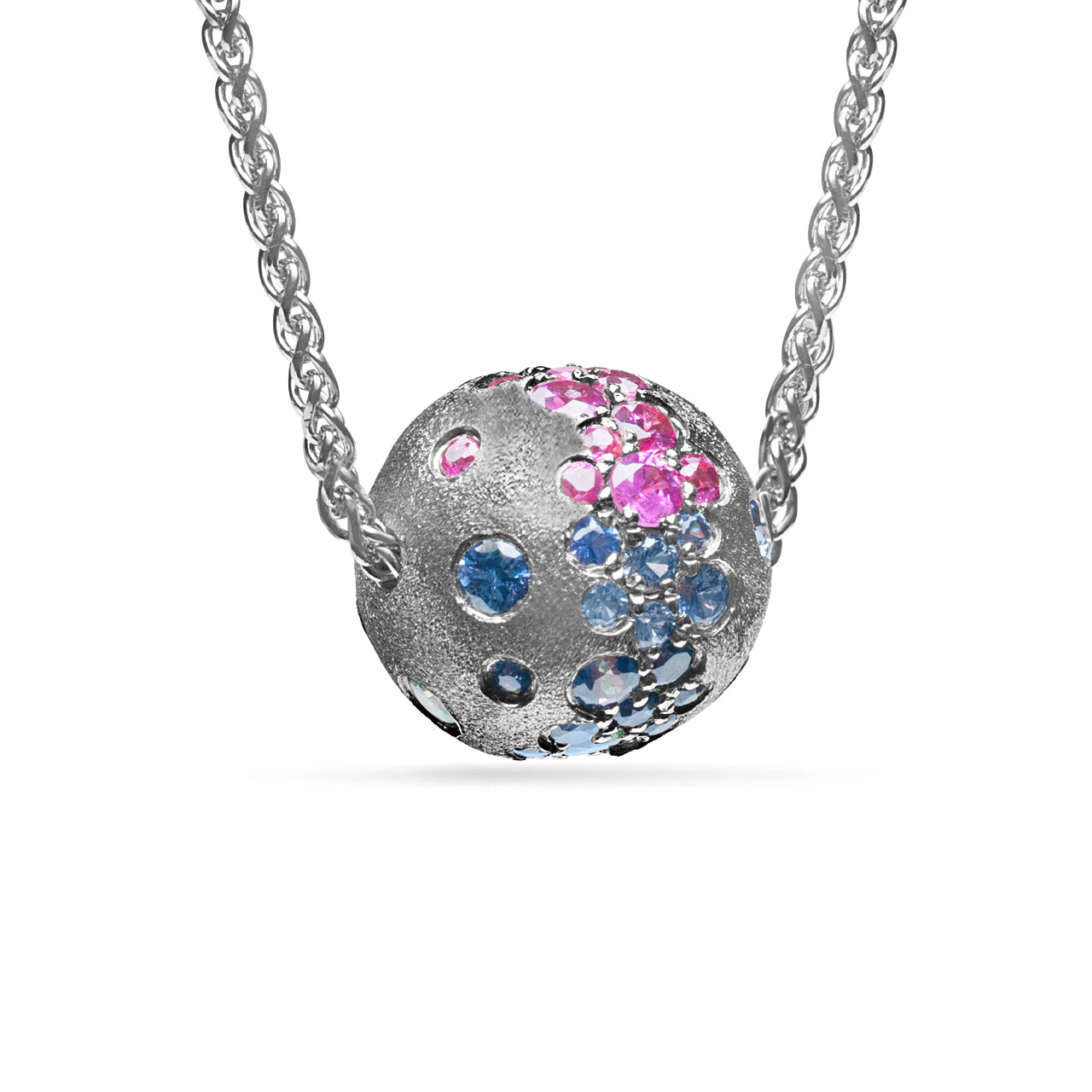 Rainbow Sapphire Confetti Ball Slide Necklace