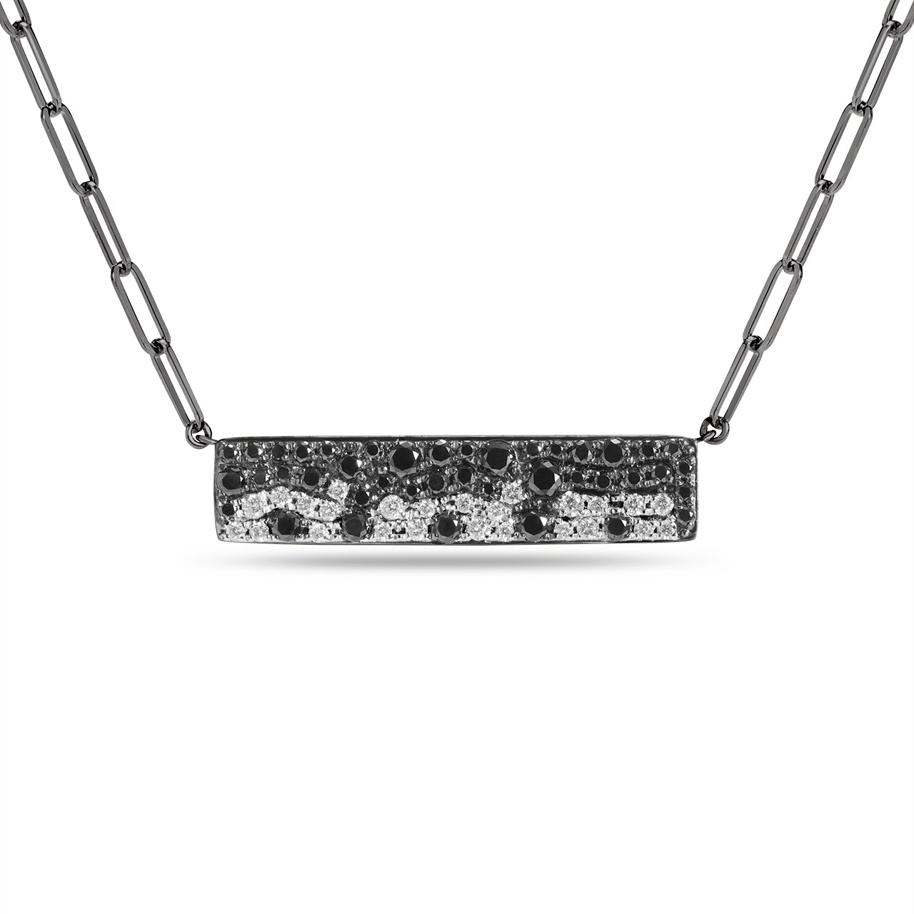 Black & White Diamond Pave Confetti Bar Necklace