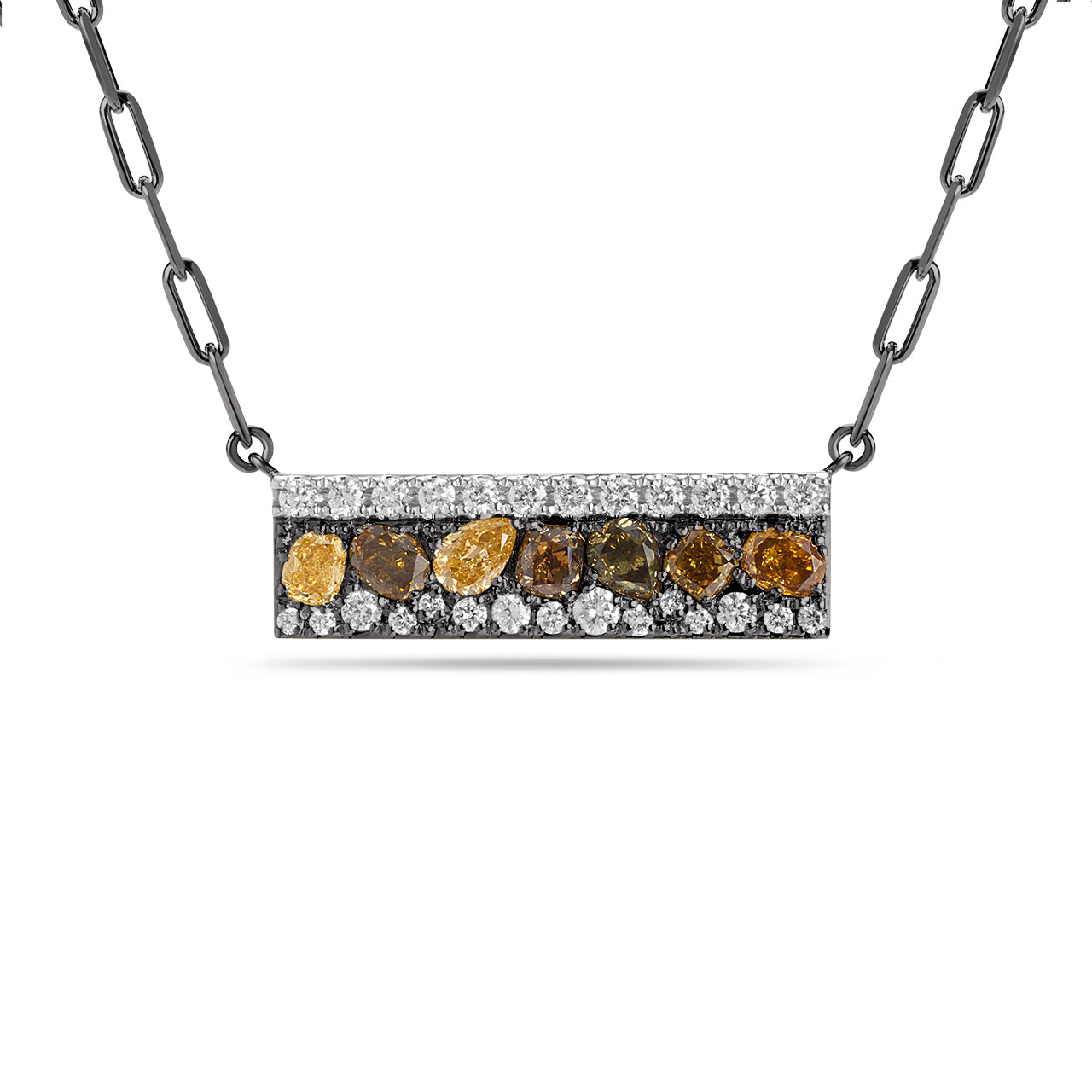 Fancy Diamond Pave Confetti Bar Necklace