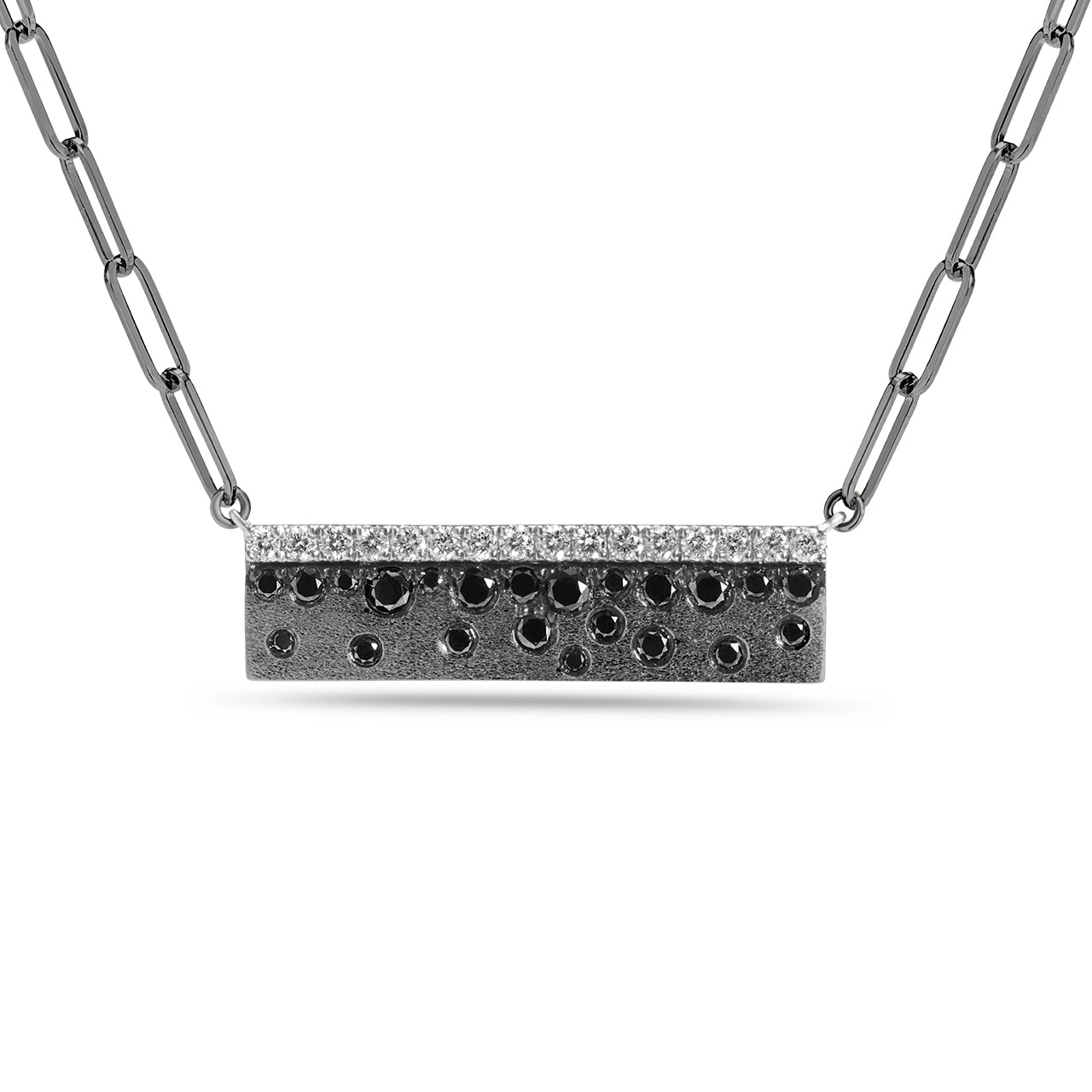 Black & White Diamond Confetti Stack Bar Necklace