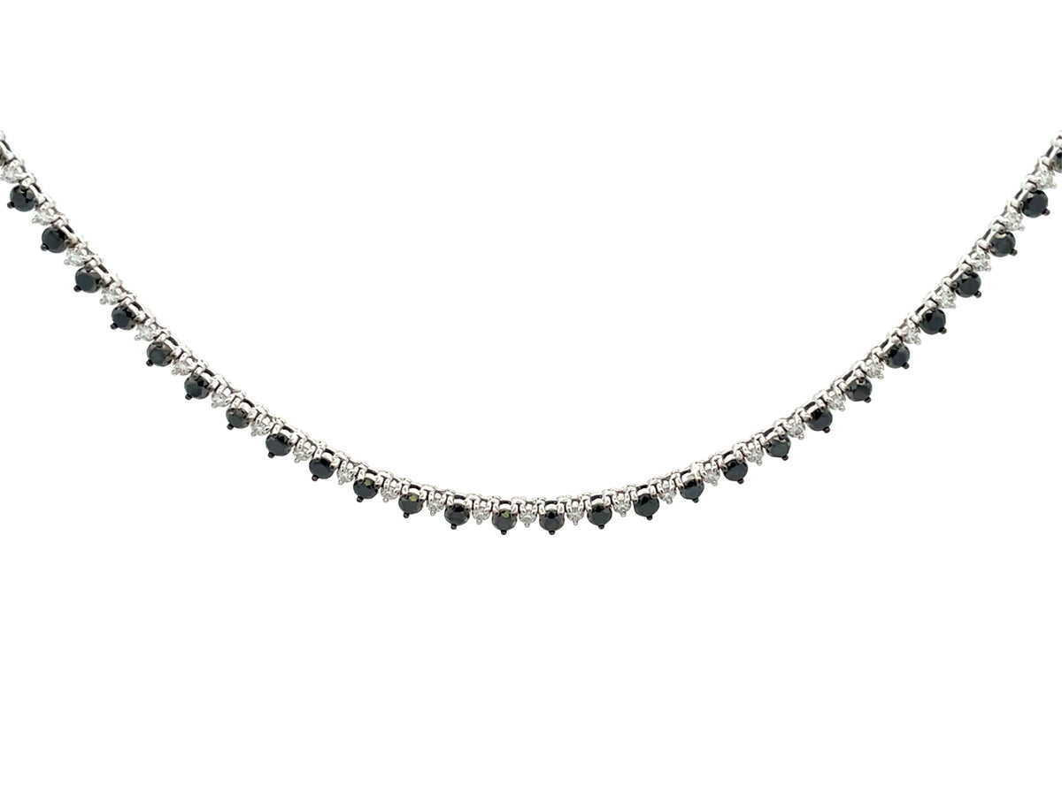 Black White Diamond Alternating Necklace
