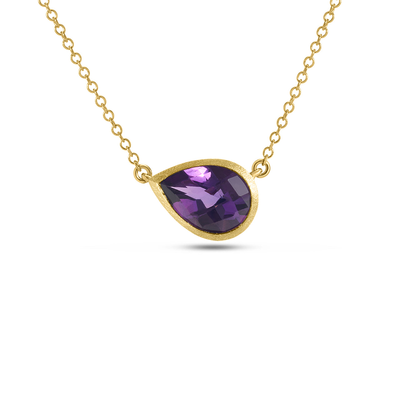 Amethyst Pear Bezel Necklace