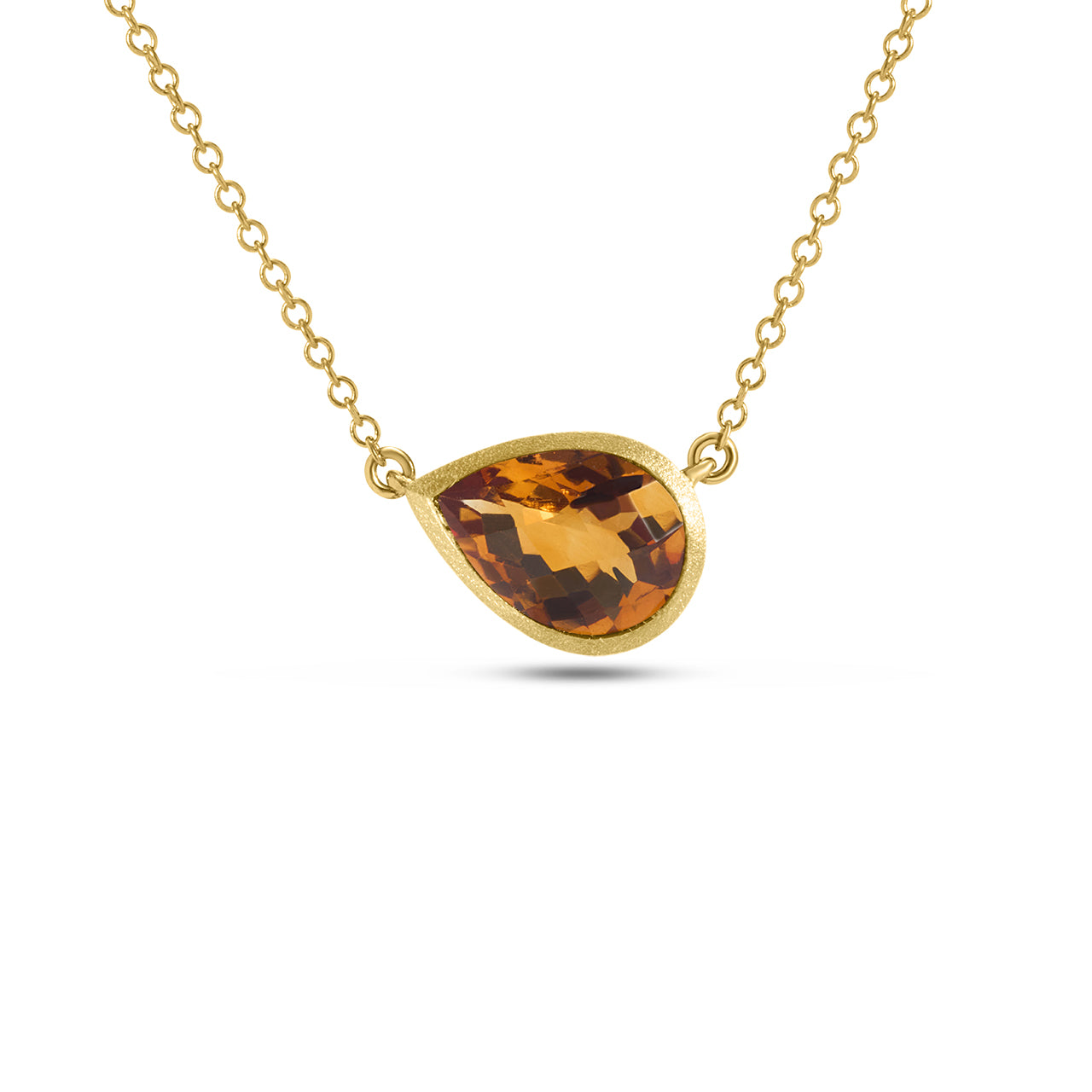Citrine Pear Bezel Necklace