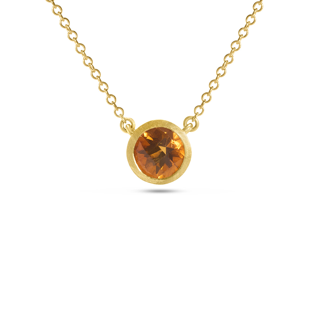 Citrine Round Bezel Necklace