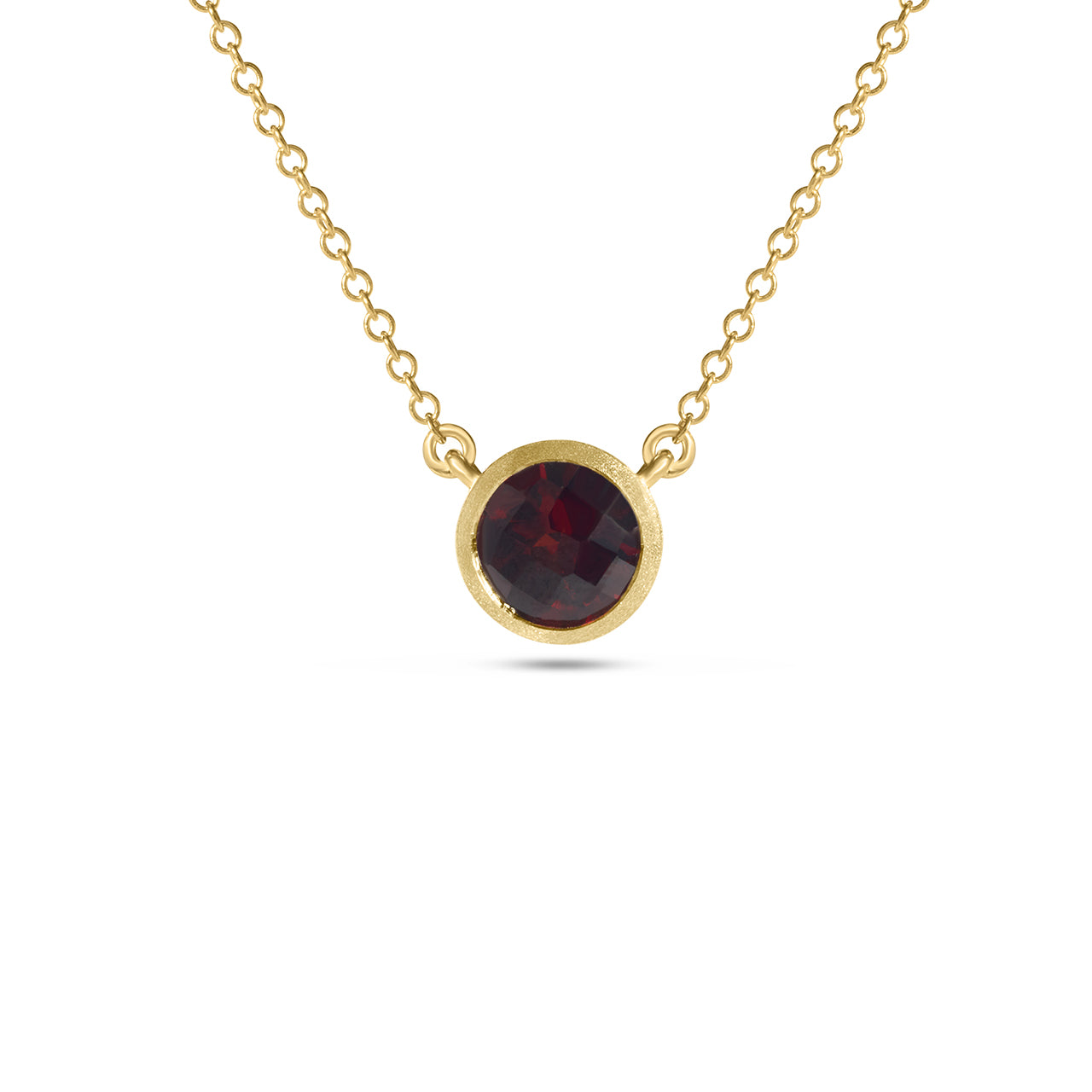 Garnet Round Bezel Necklace