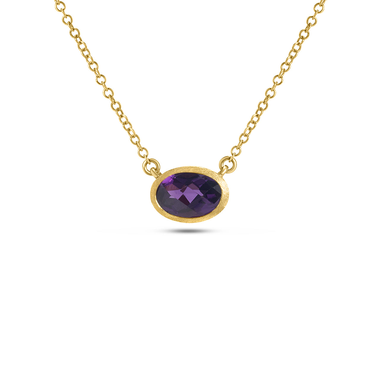 Amethyst Oval East-West Bezel Necklace