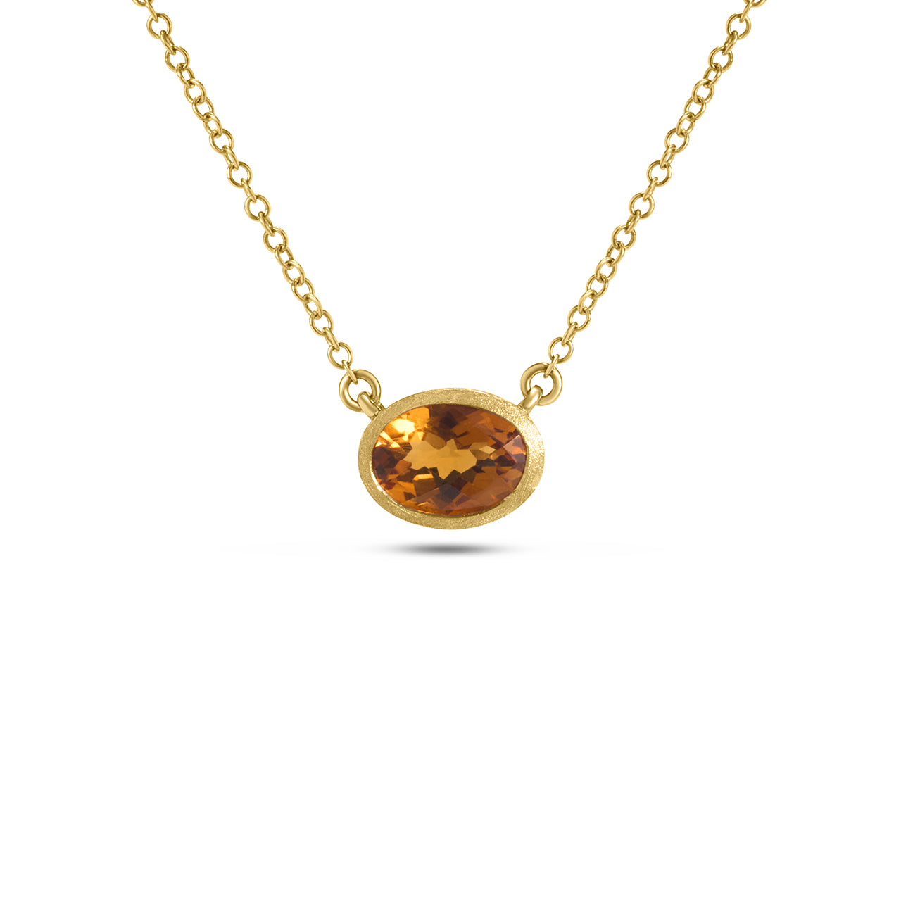 Citrine Oval East-West Bezel Necklace