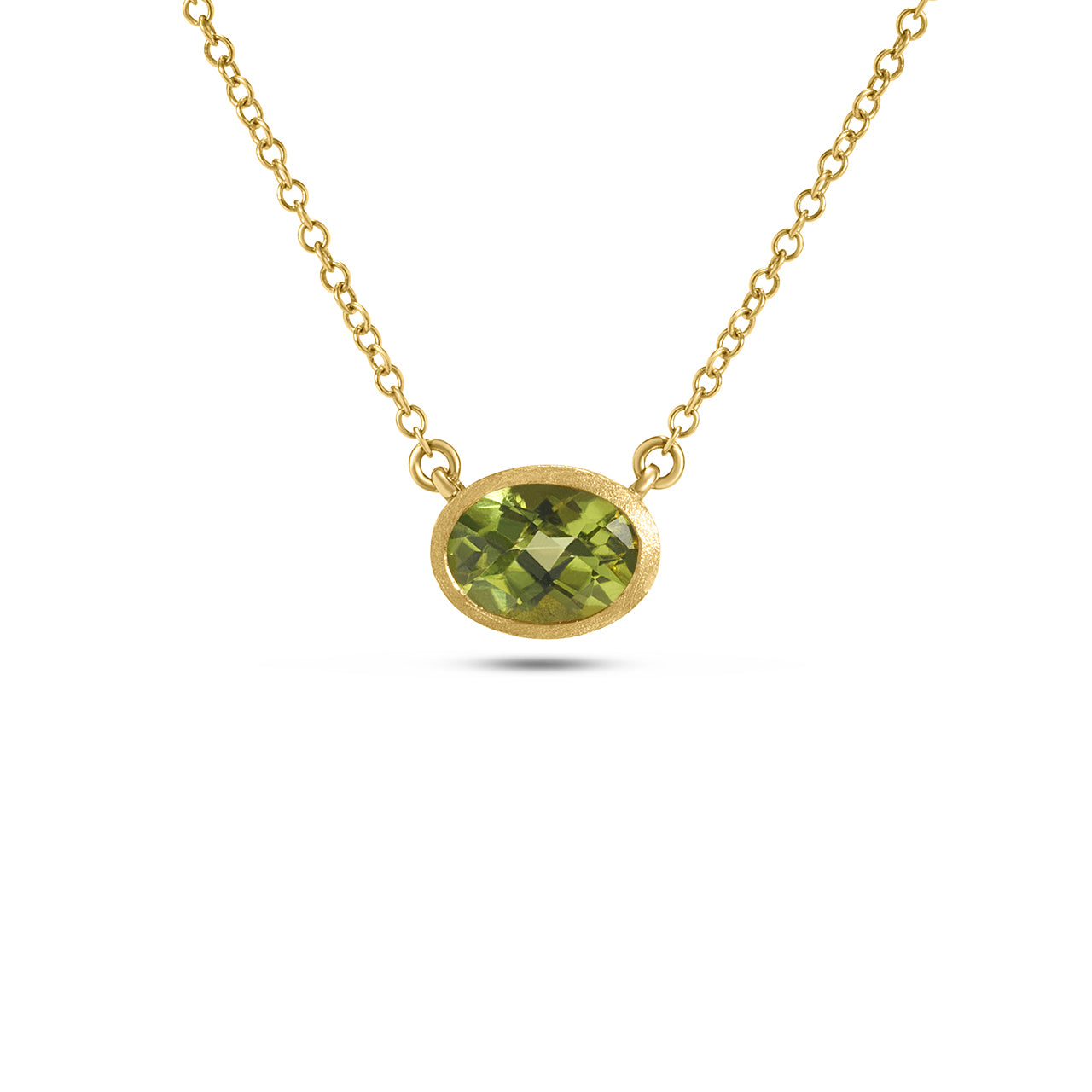Peridot Oval East-West Bezel Necklace