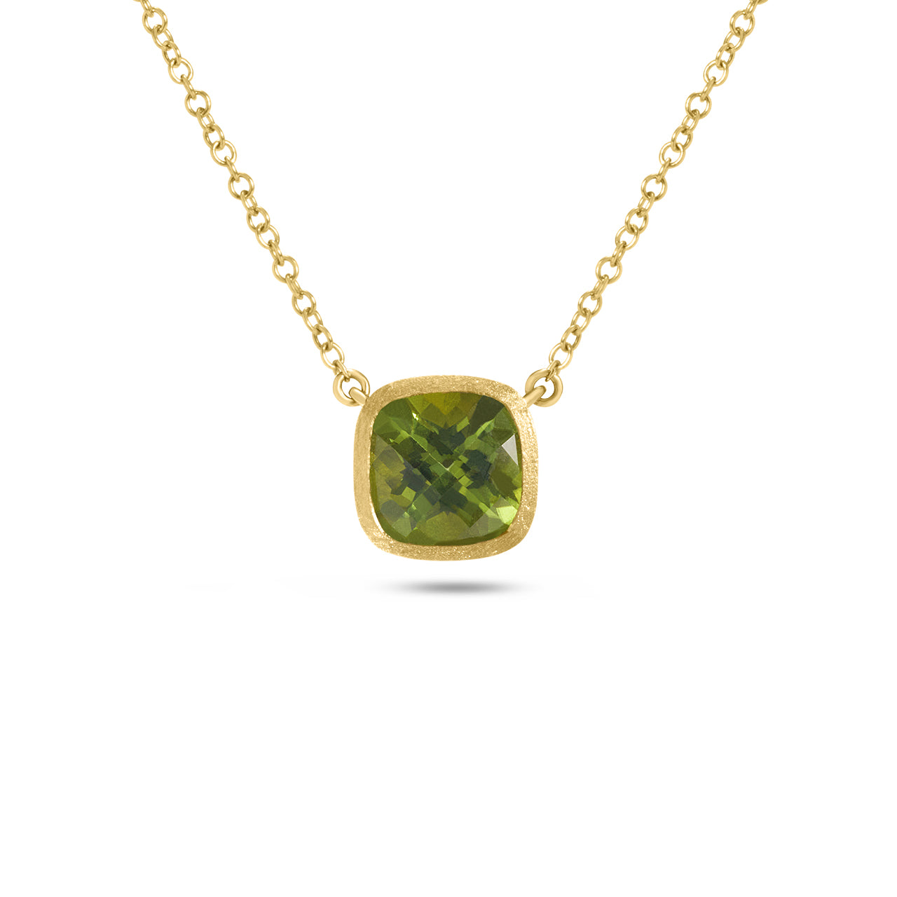Peridot Cushion Bezel Necklace