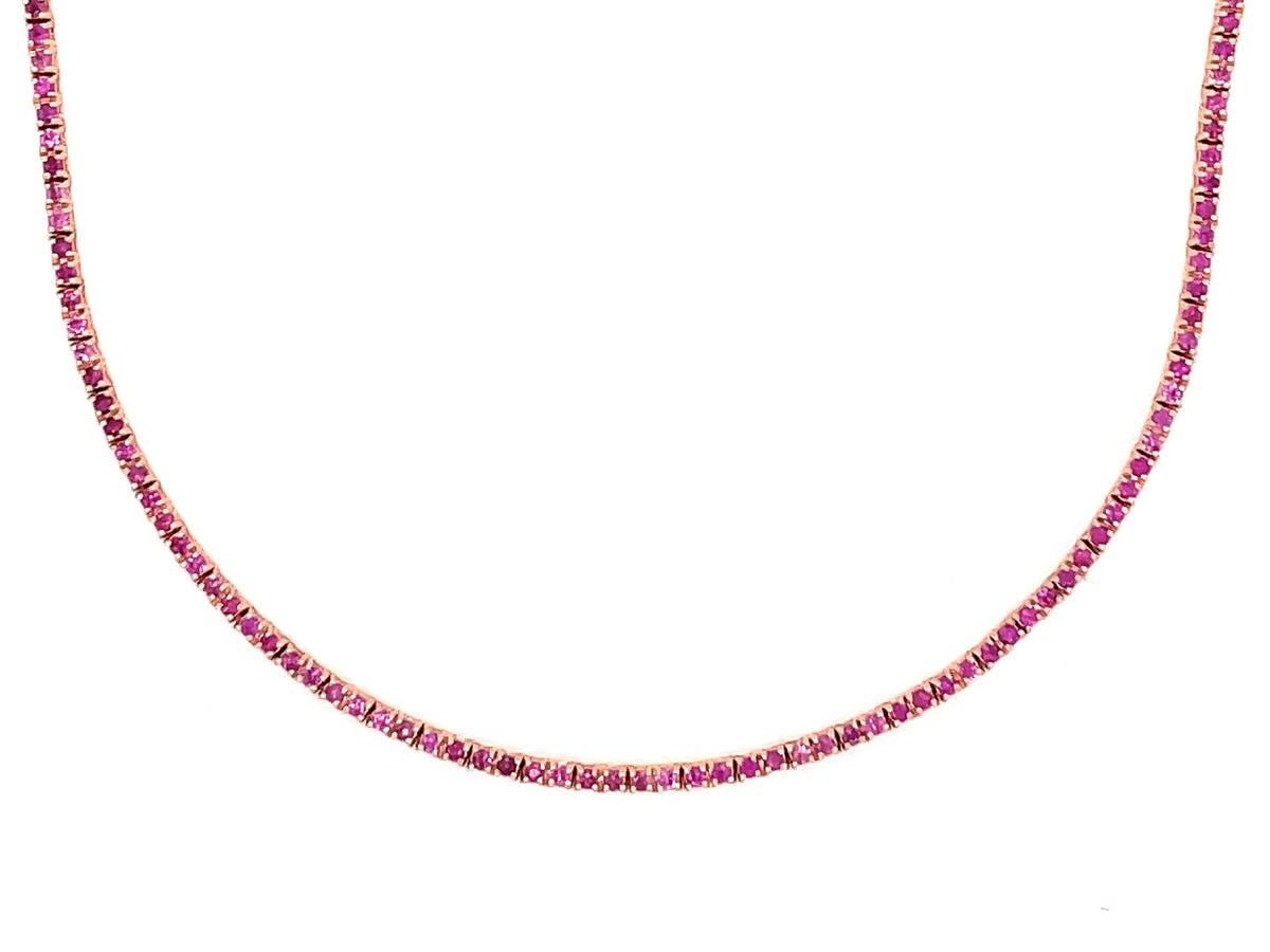 PINK SAPPHIRE NECKLACE, 16"