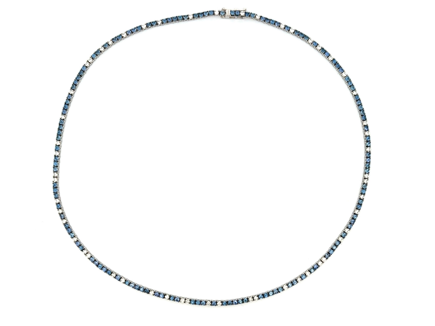 Sapphire & Diamond Scattered Tennis Necklace