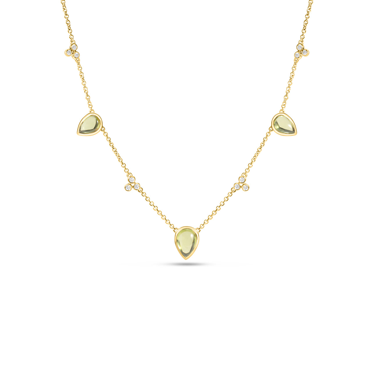 Peridot & Diamond Pear Station Necklace