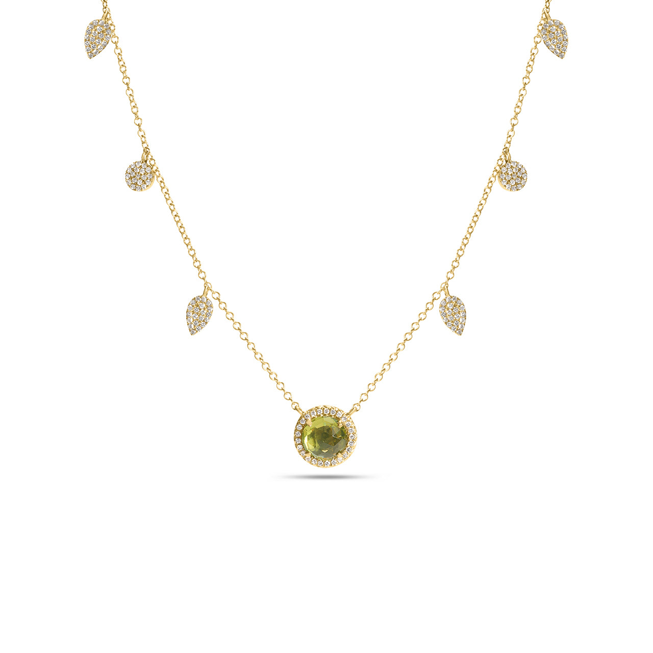 Peridot & Diamond Charm Necklace