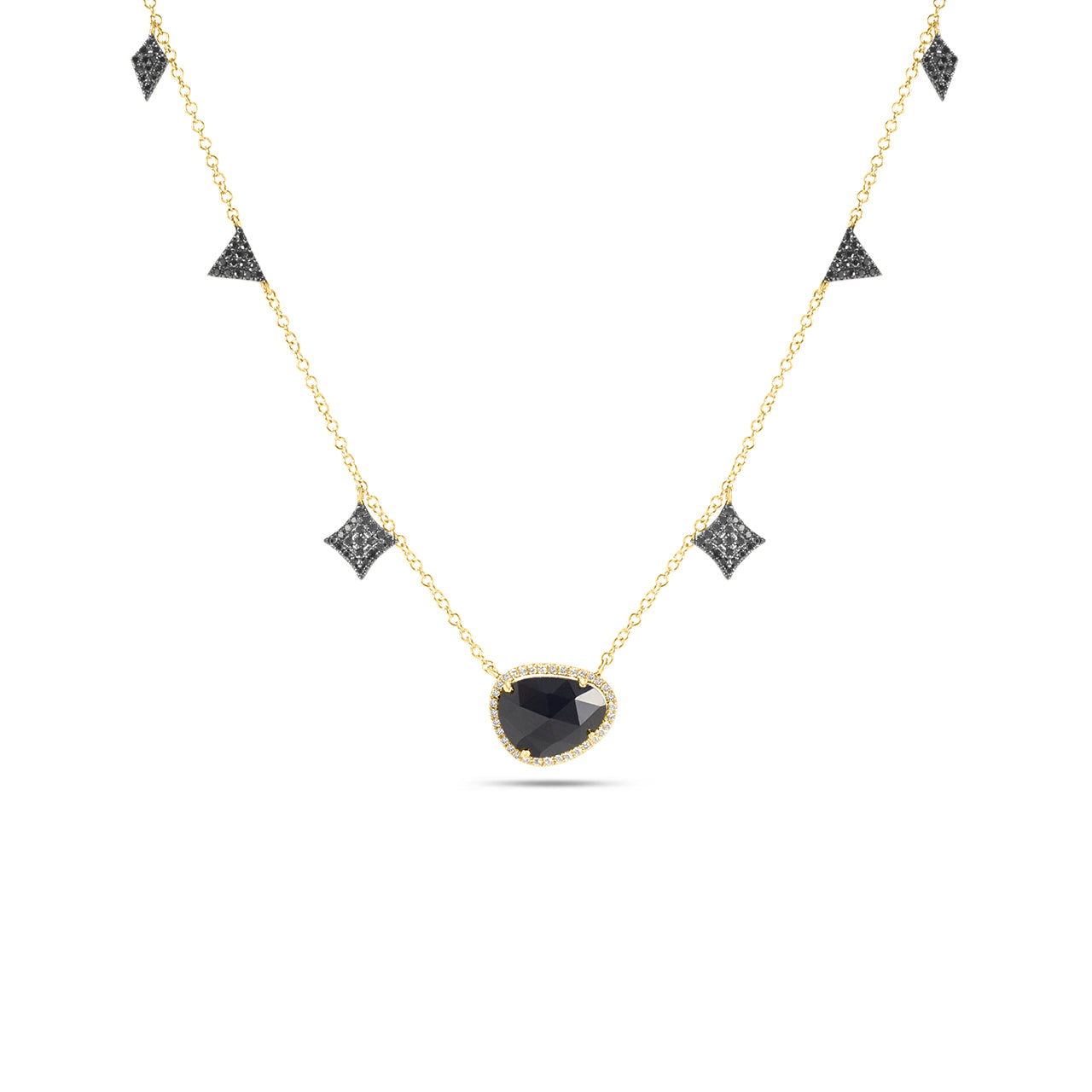 Black Onyx & Diamond Charm Necklace