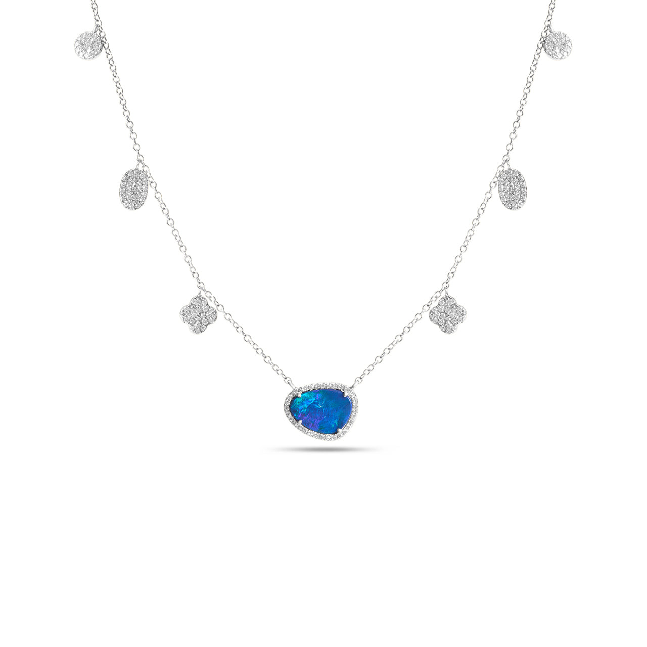 Opal & Diamond Charm Necklace