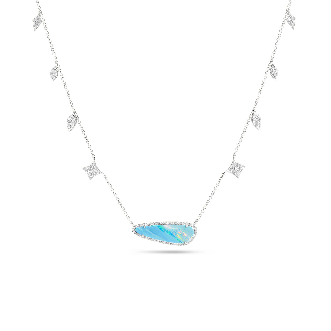 Opal & Diamond Charm Necklace