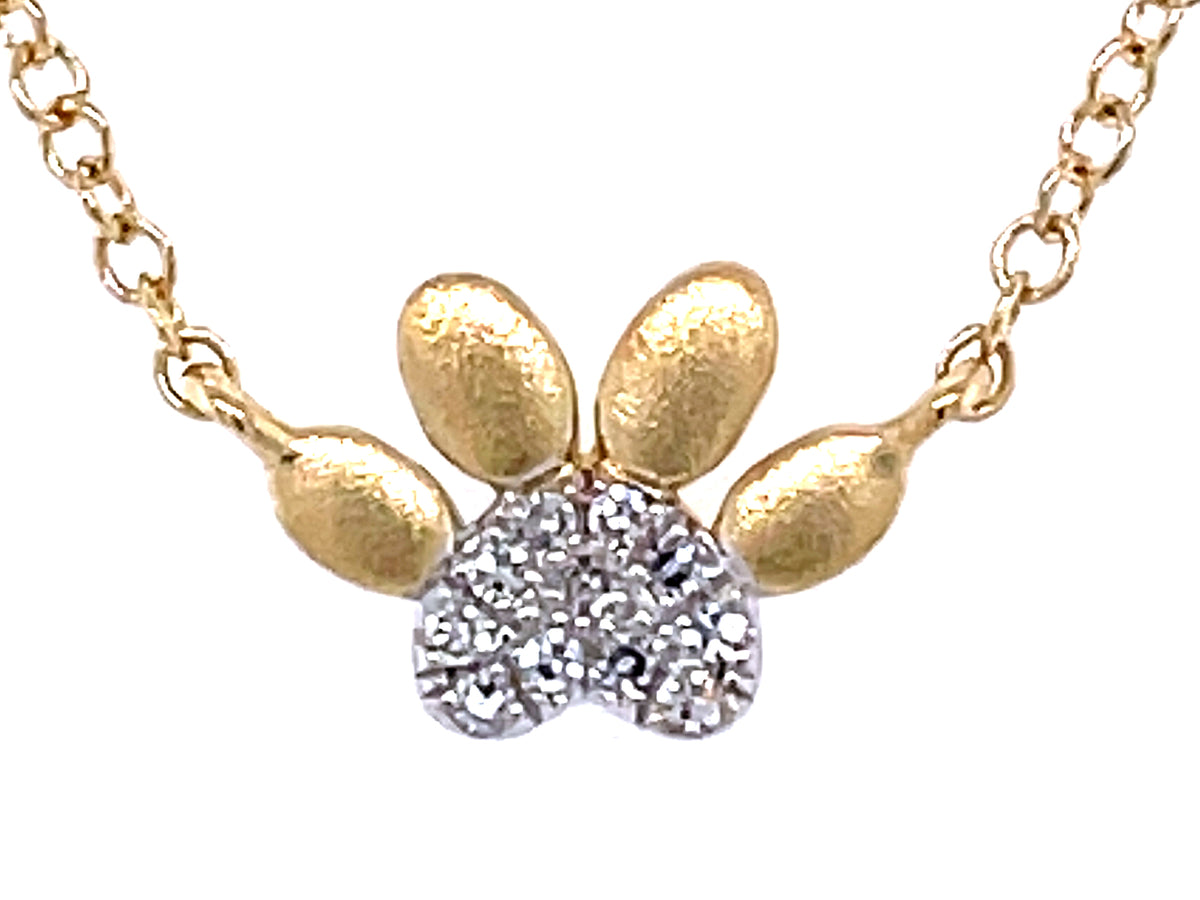 DIAMOND PAW PRINT NECKLACE, 18"/17"/16"