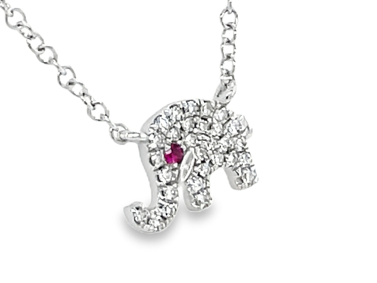 DIAMOND & RUBY EYE ELEPHANT NECKLACE