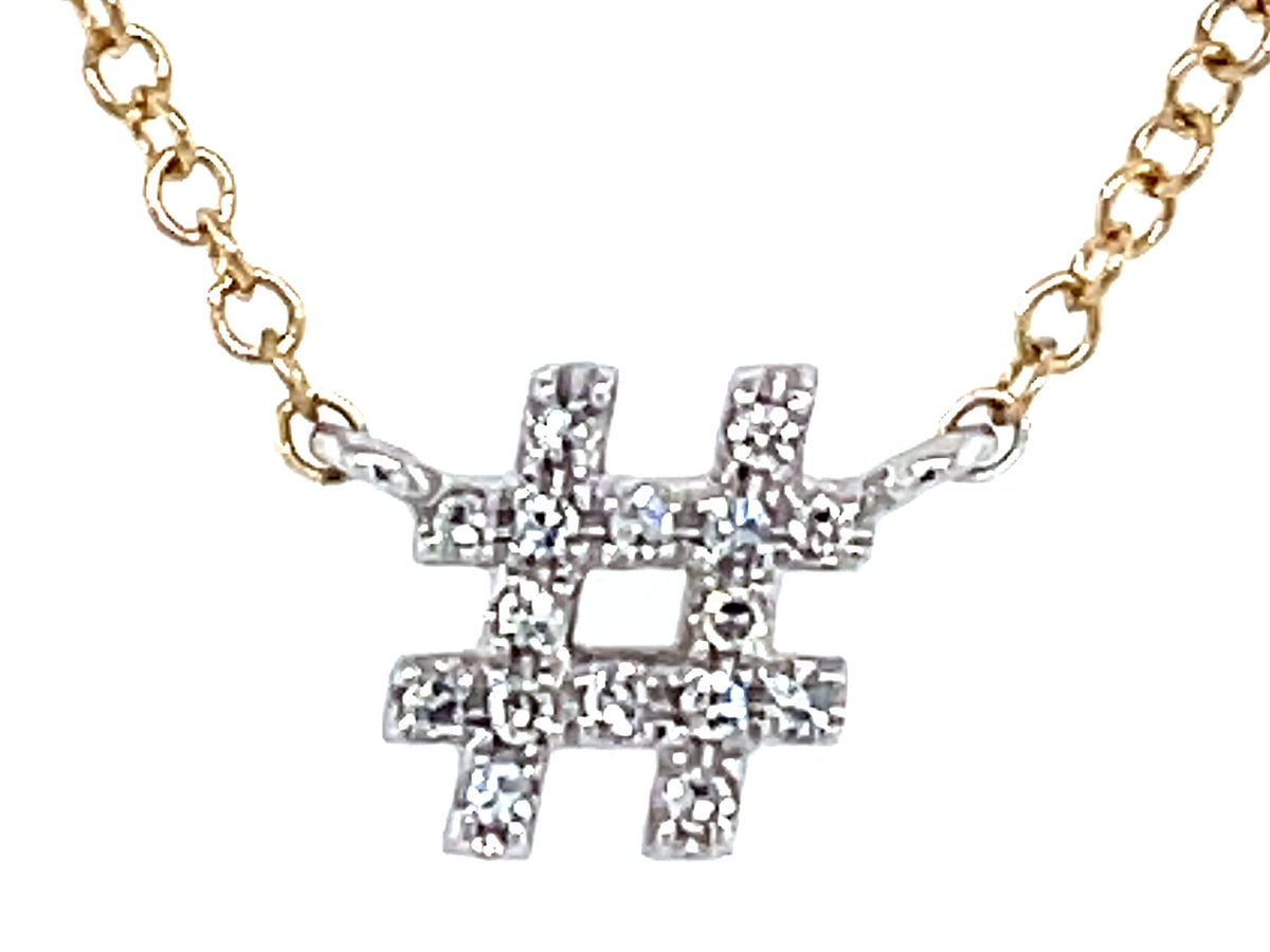 DIAMOND HASHTAG NECKLACE, 18"/17/16"