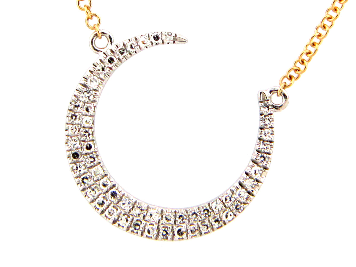DIAMOND CRESCENT MOON PENDANT NECKLACE