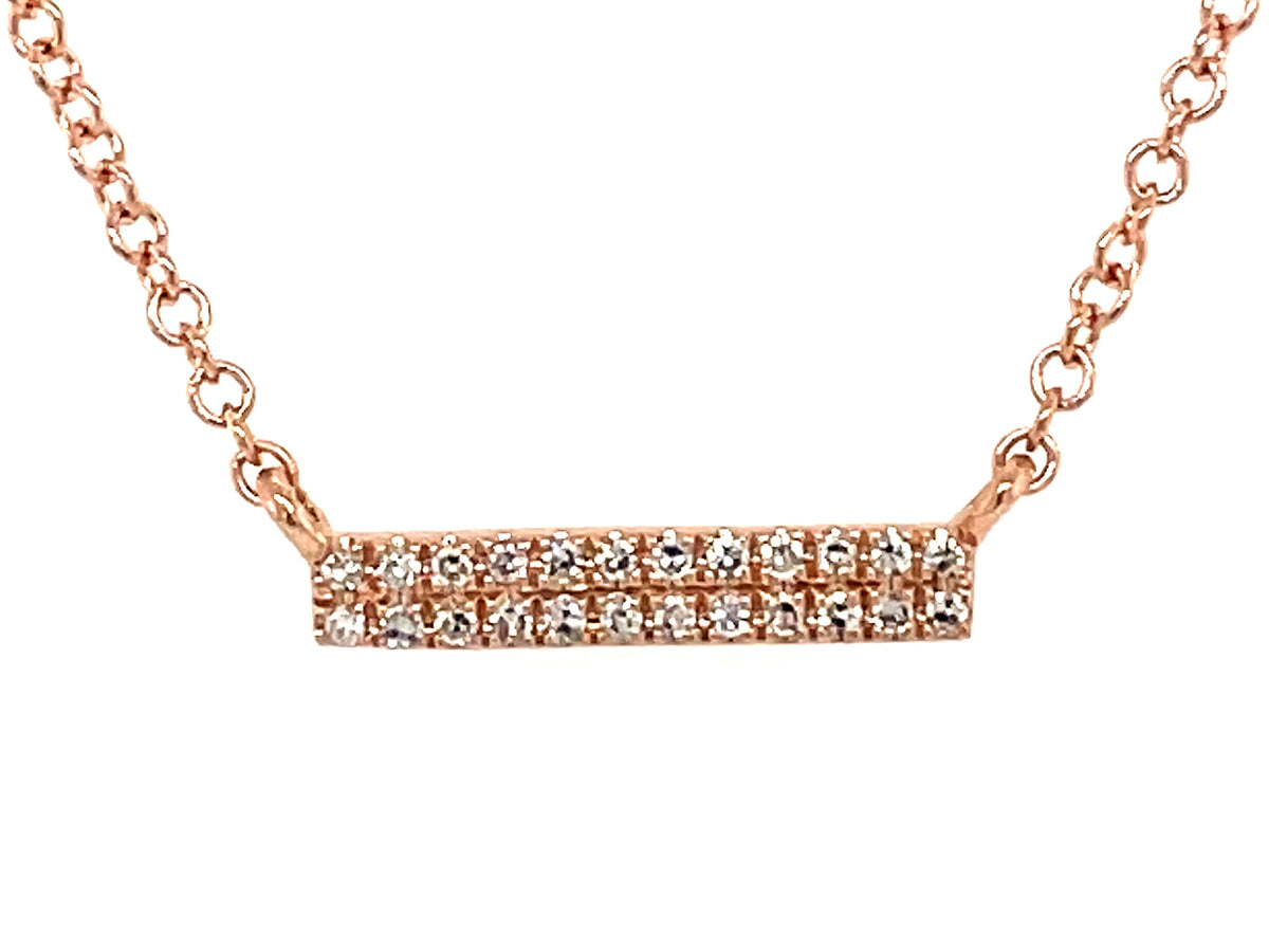 Diamond Bar Pendant Necklace, 12mm, 14kr (N)