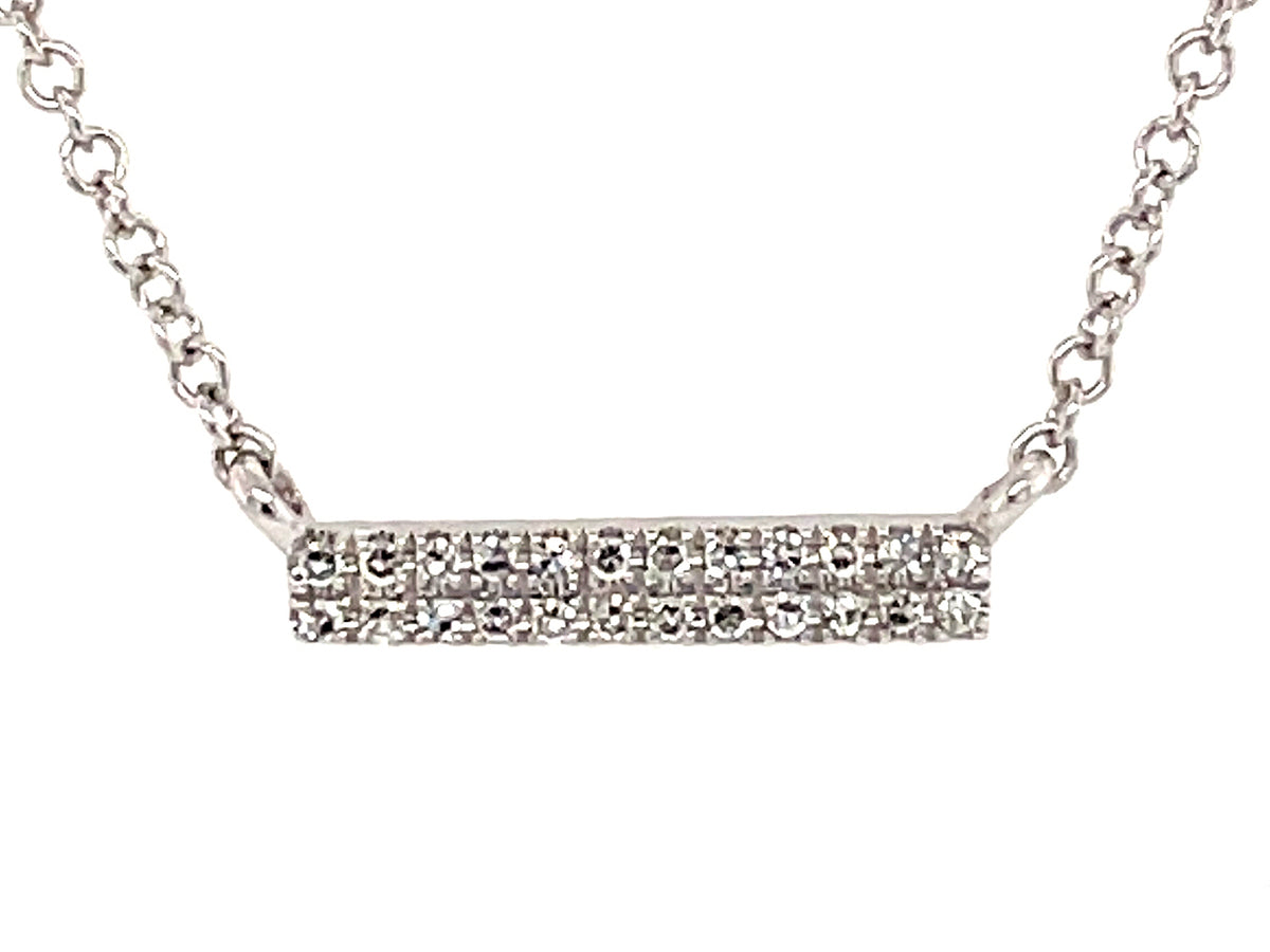 Diamond Bar Pendant Necklace, 12mm, 14kw (N)