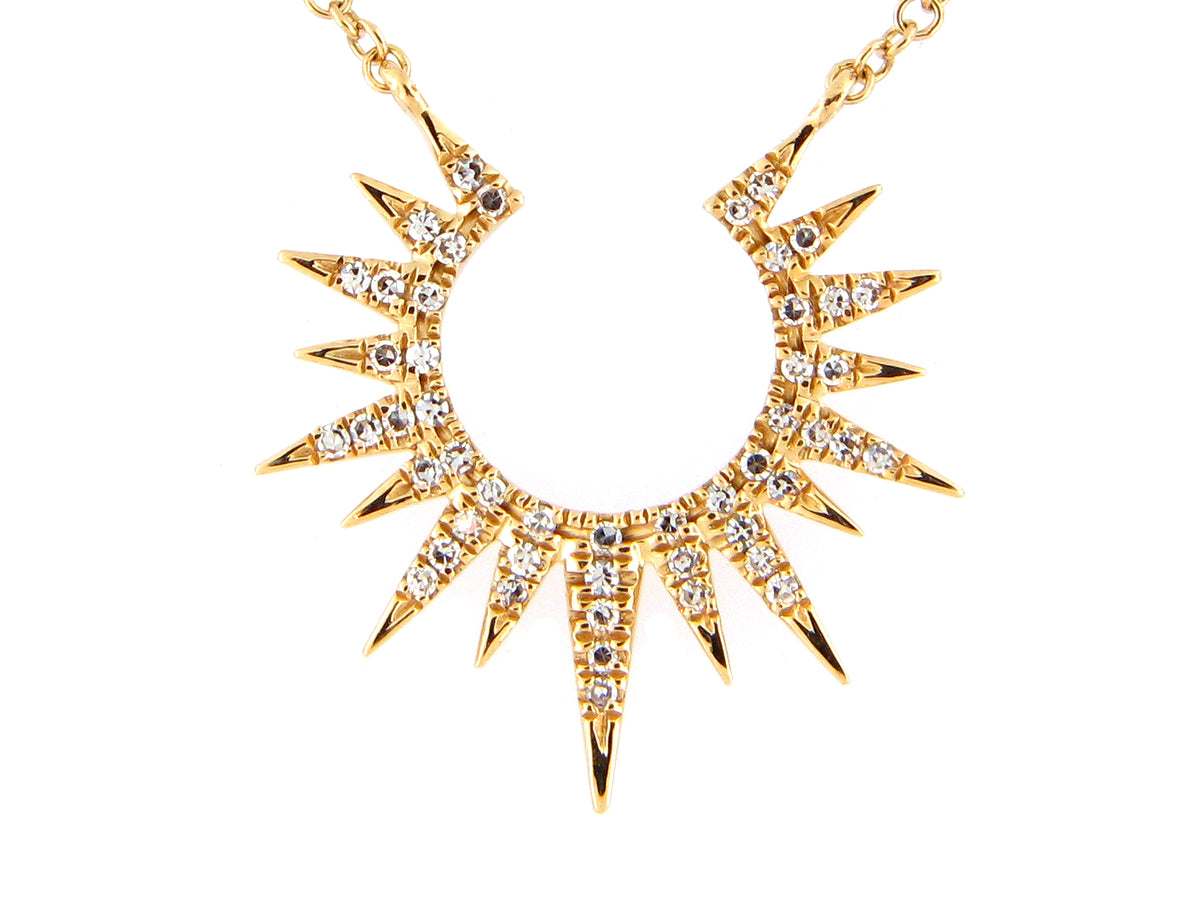 DIAMOND SUNBURST PENDANT NECKLACE, 18" BOLO CHAIN, 18KY (N)