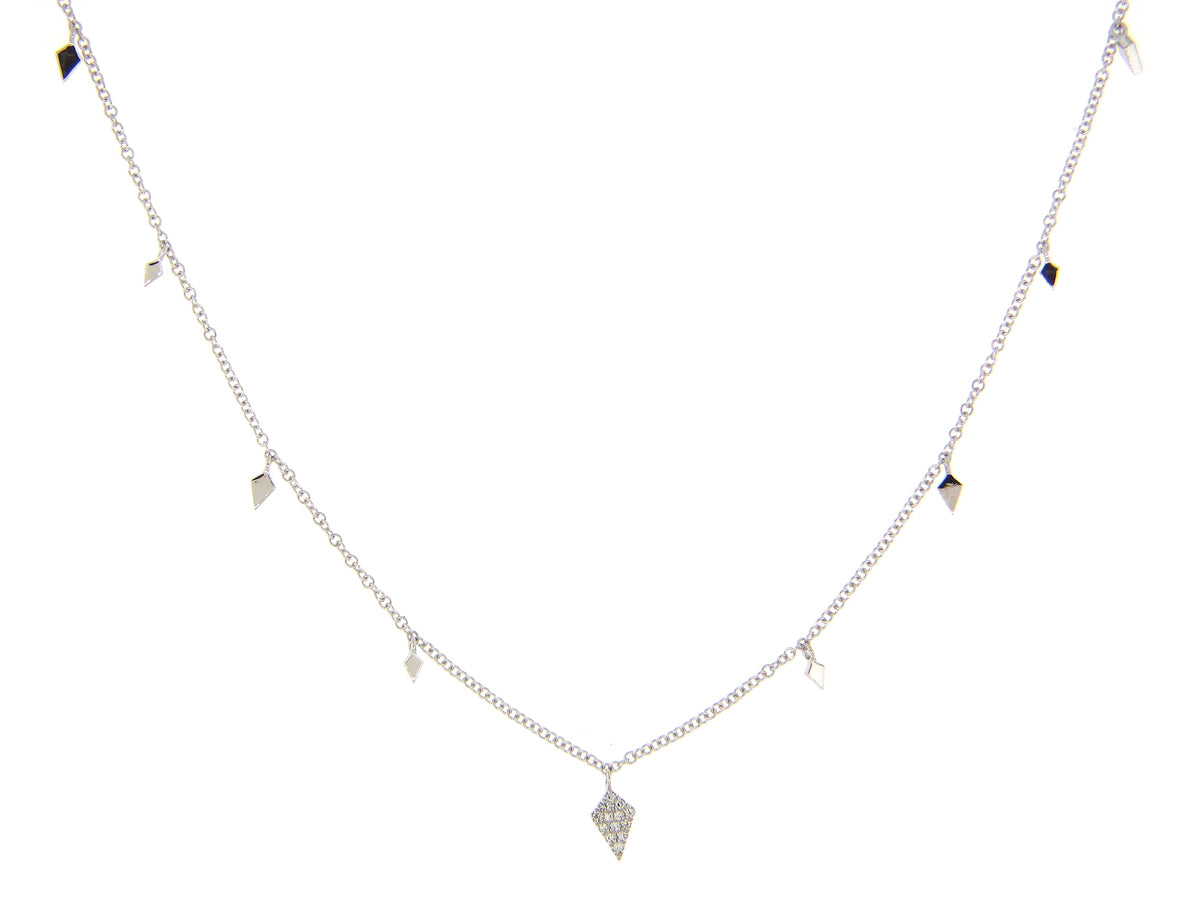 DIAMOND PENDANT KITE CHARM NECKLACE, 18" BOLO CHAIN, 14KW (N)
