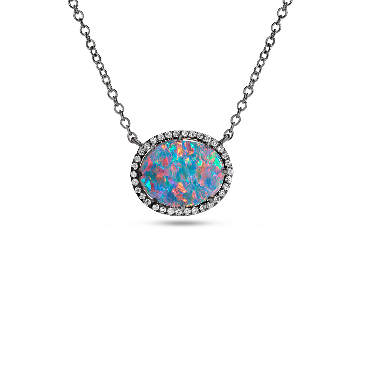 Opal & Diamond Oval Necklace