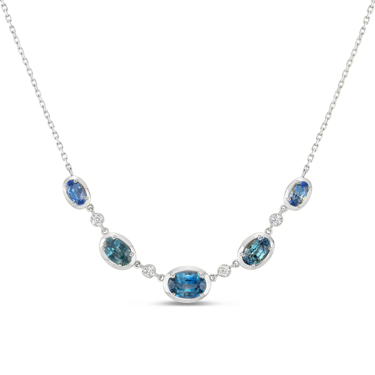Montana Sapphire & Diamond Oval Stacking Necklace