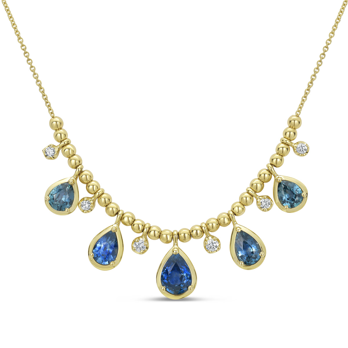Montana Sapphire & Diamond Pear Bead Necklace