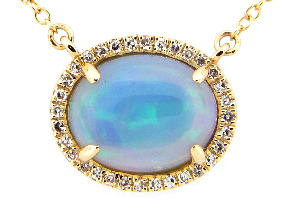 OPAL & DIAMOND PENDANT NECKLACE