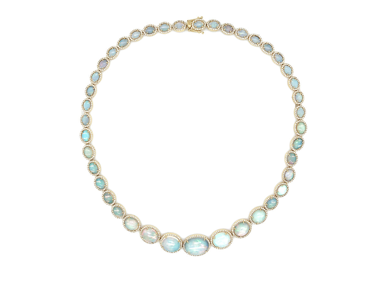 OPAL & DIAMOND CHOKER NECKLACE, 16", 18KY (O)