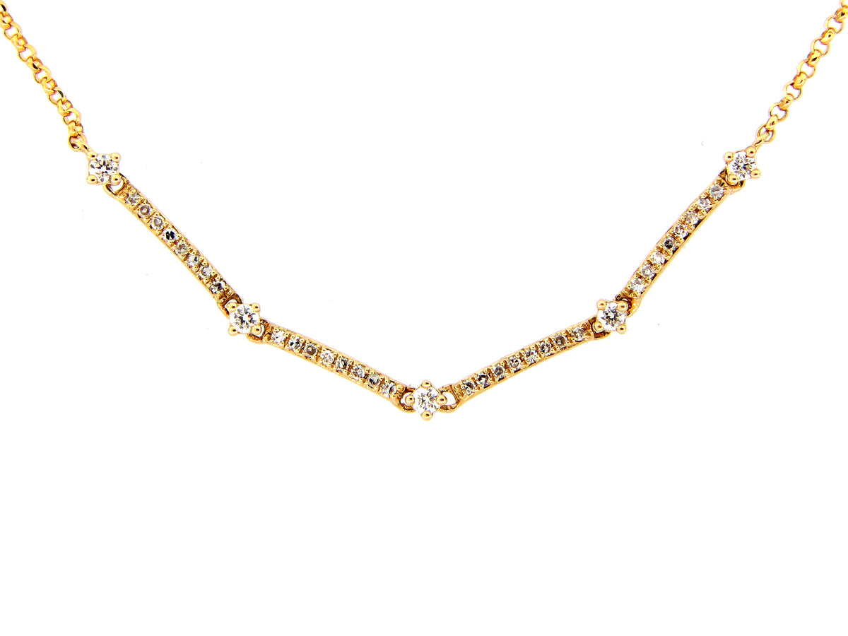 DIAMOND STATION BARS CHOKER, 13"+5", 14KY (N)