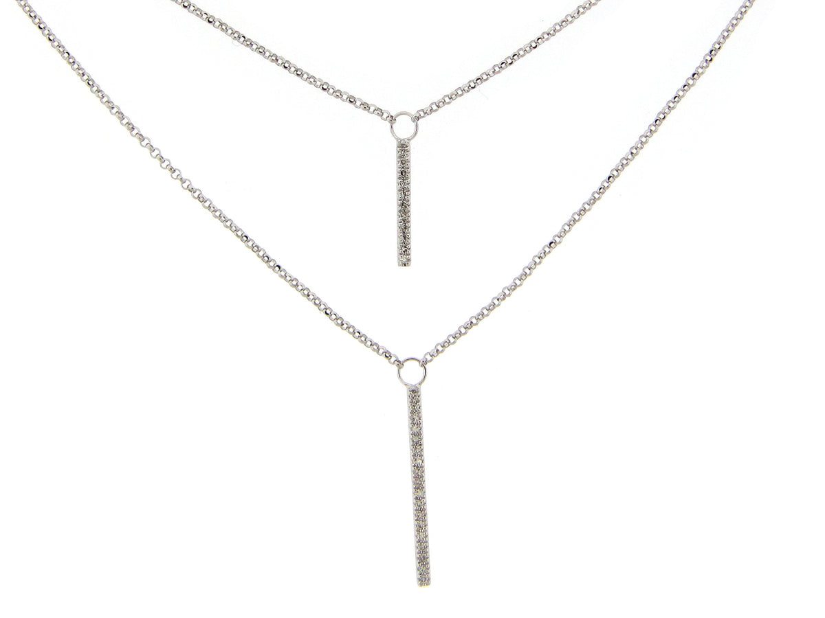 DIAMOND 2 LAYER BAR NECKLACE