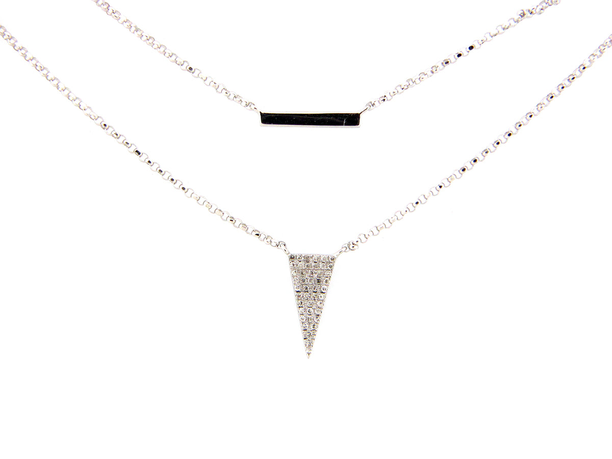 DIAMOND TRIANGLE BAR PENDANT NECKLACE