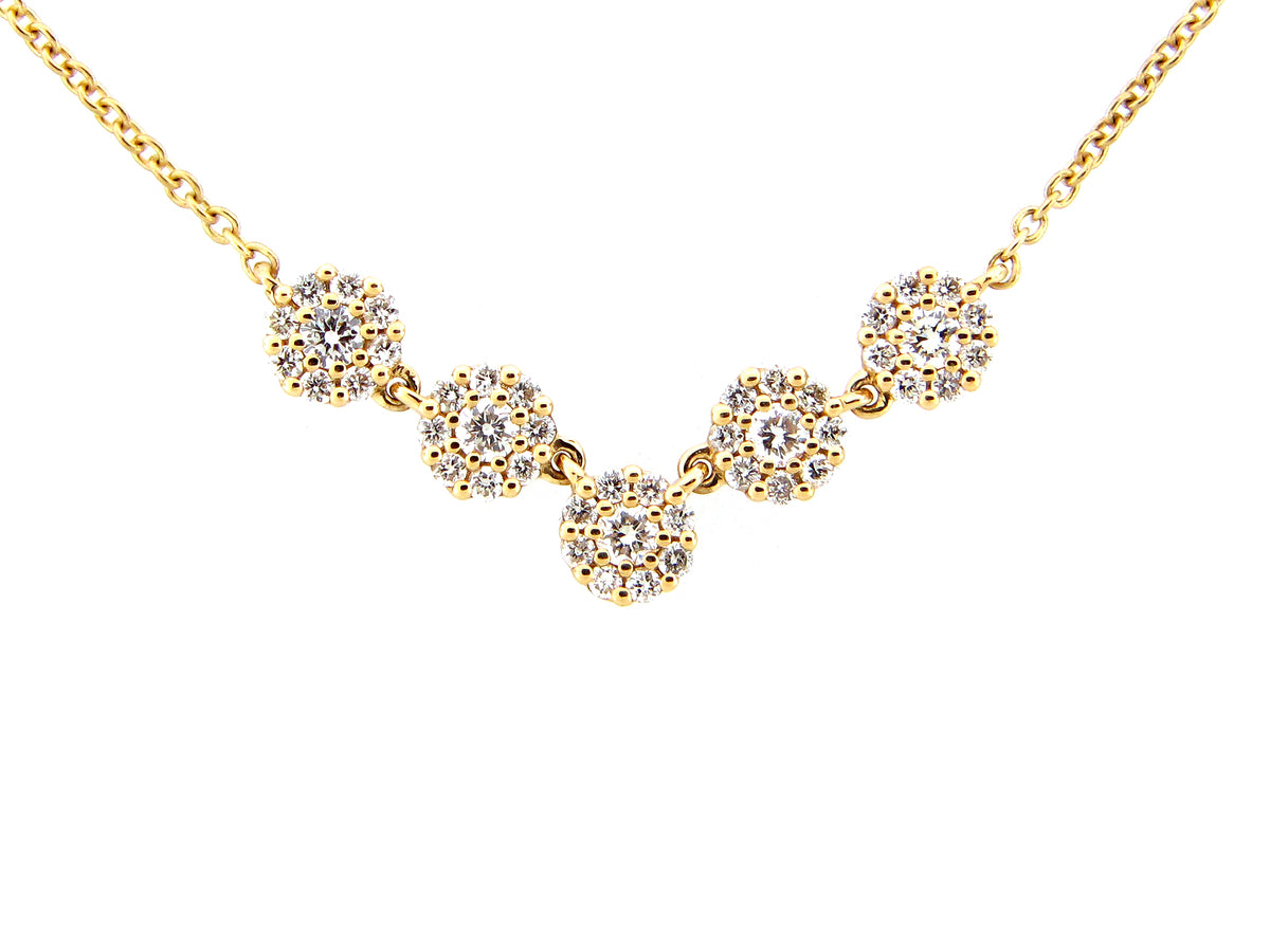 DIAMOND CLUSTER CHOKER NECKLACE, 14KY (N)