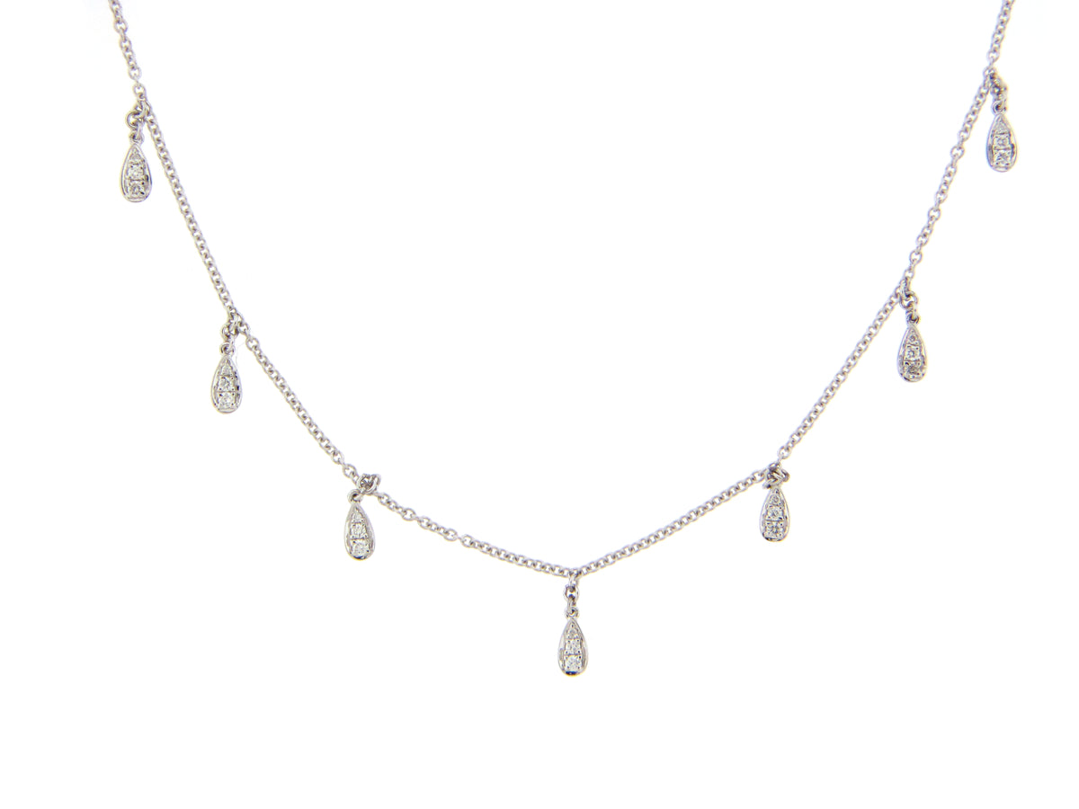 DIAMOND CHARM CHOKER NECKLACE, 14KW (N)