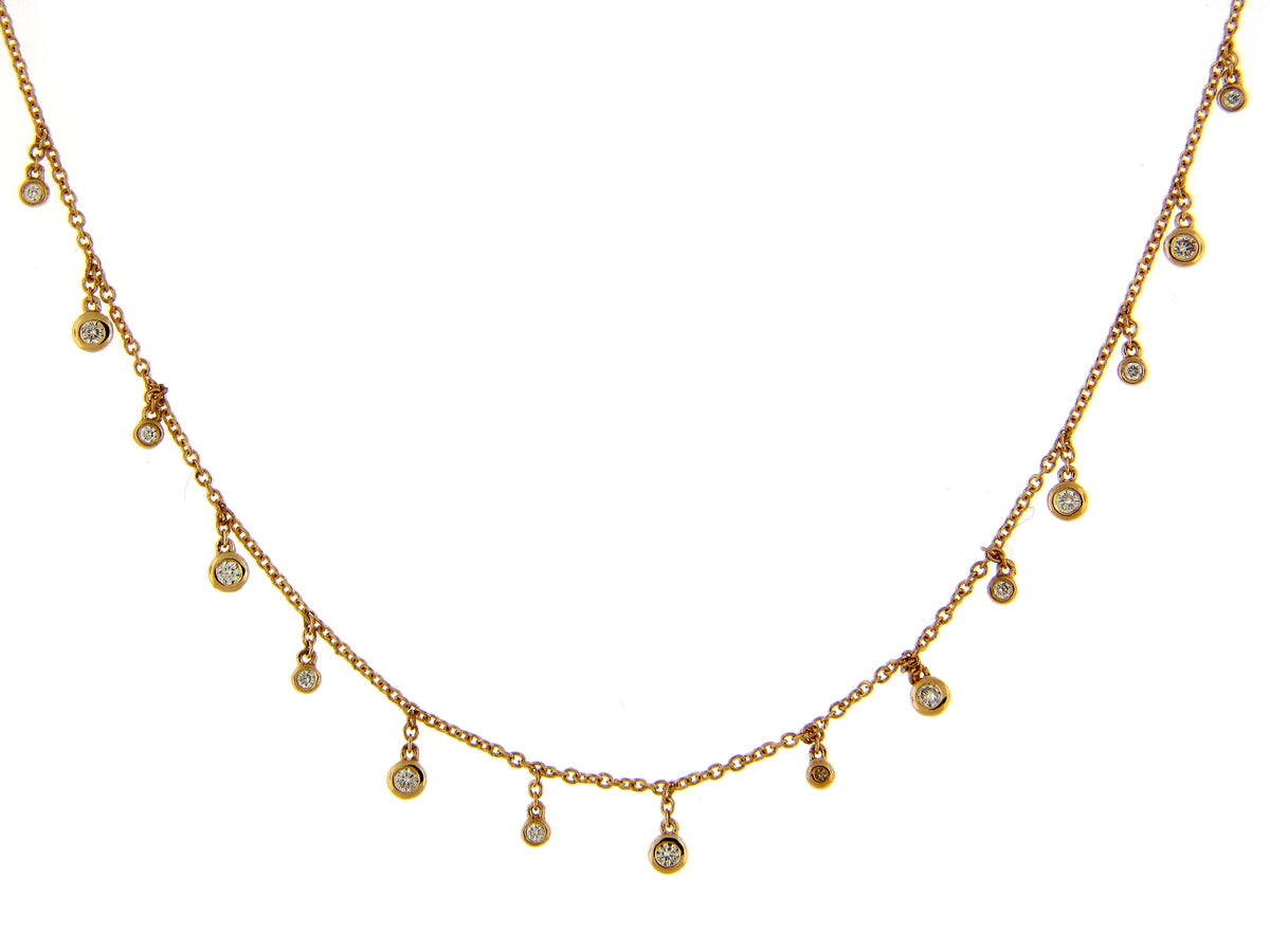 DIAMOND CHARM CHOKER NECKLACE, 20" BOLO CHAIN, 14KY (N)