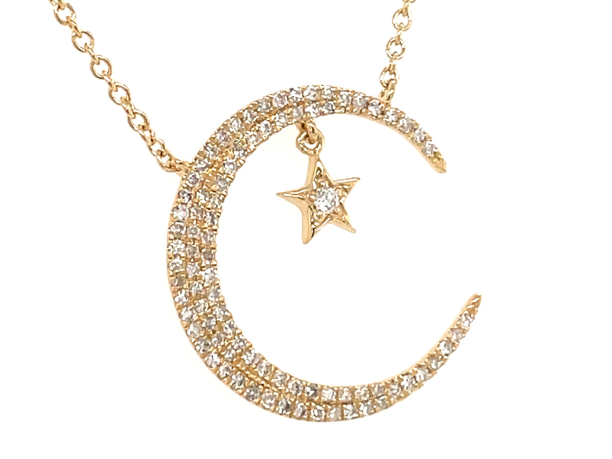 DIAMOND CRESCENT MOON & STAR NECKLACE