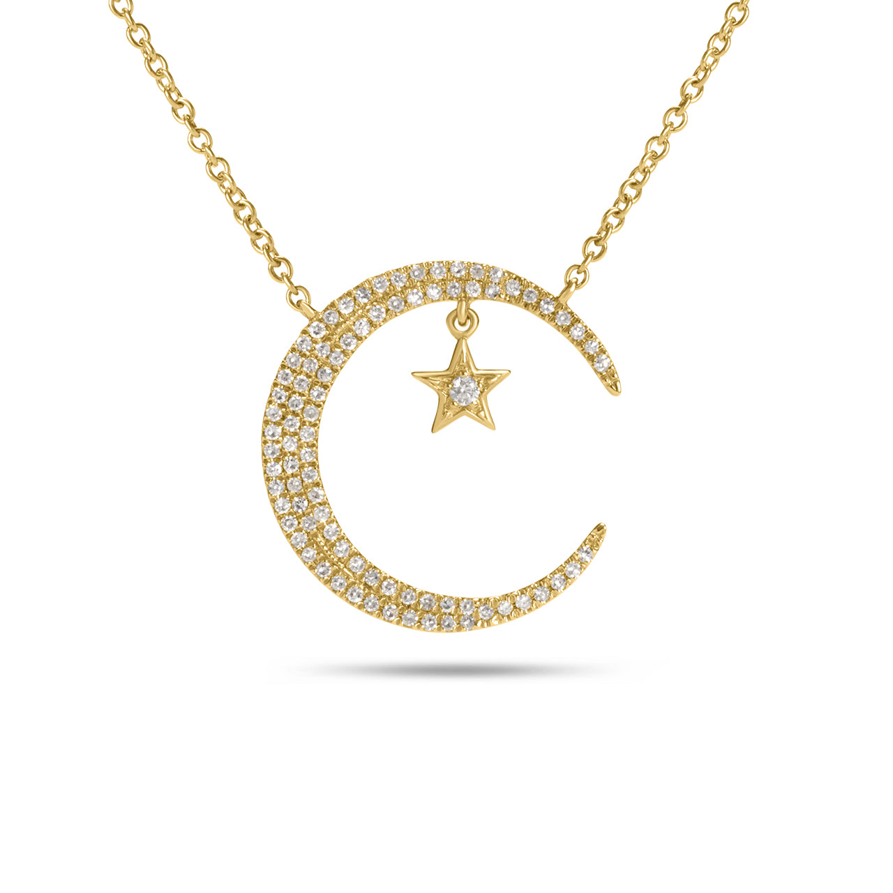 Diamond Moon & Hanging Star Necklace