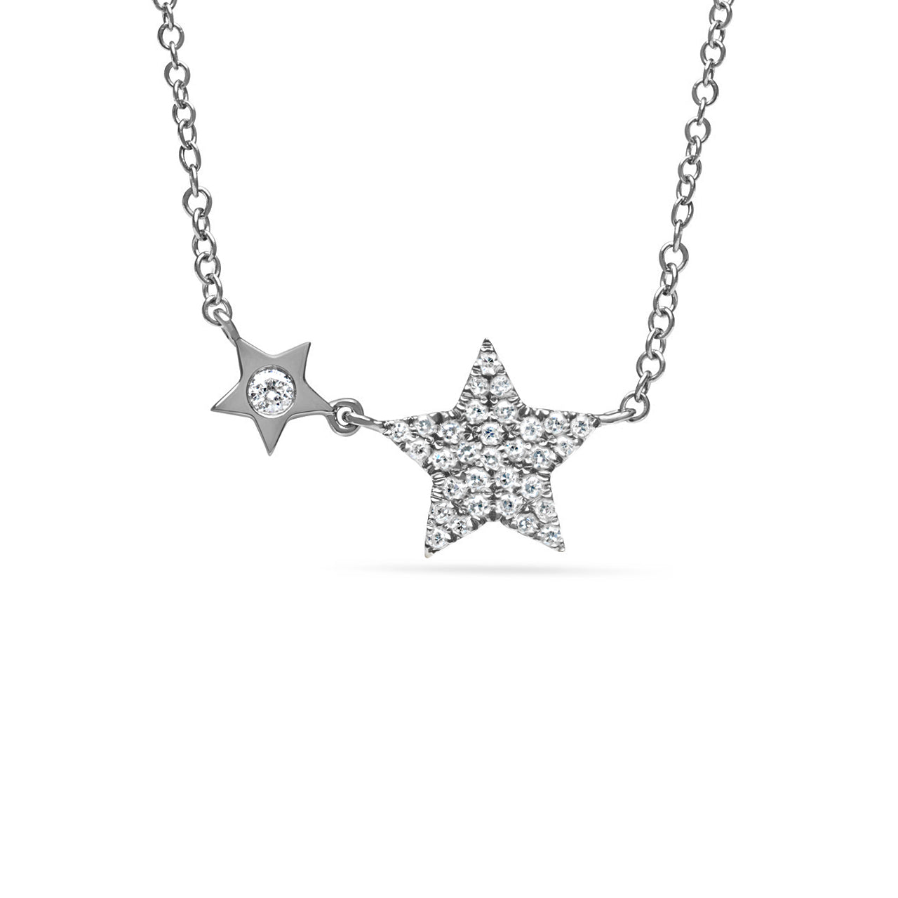 Diamond Double Star Necklace