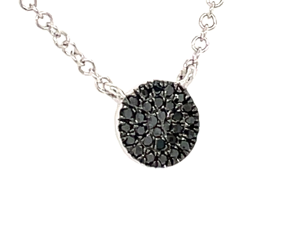 BLACK DIAMOND DISC PENDANT NECKLACE