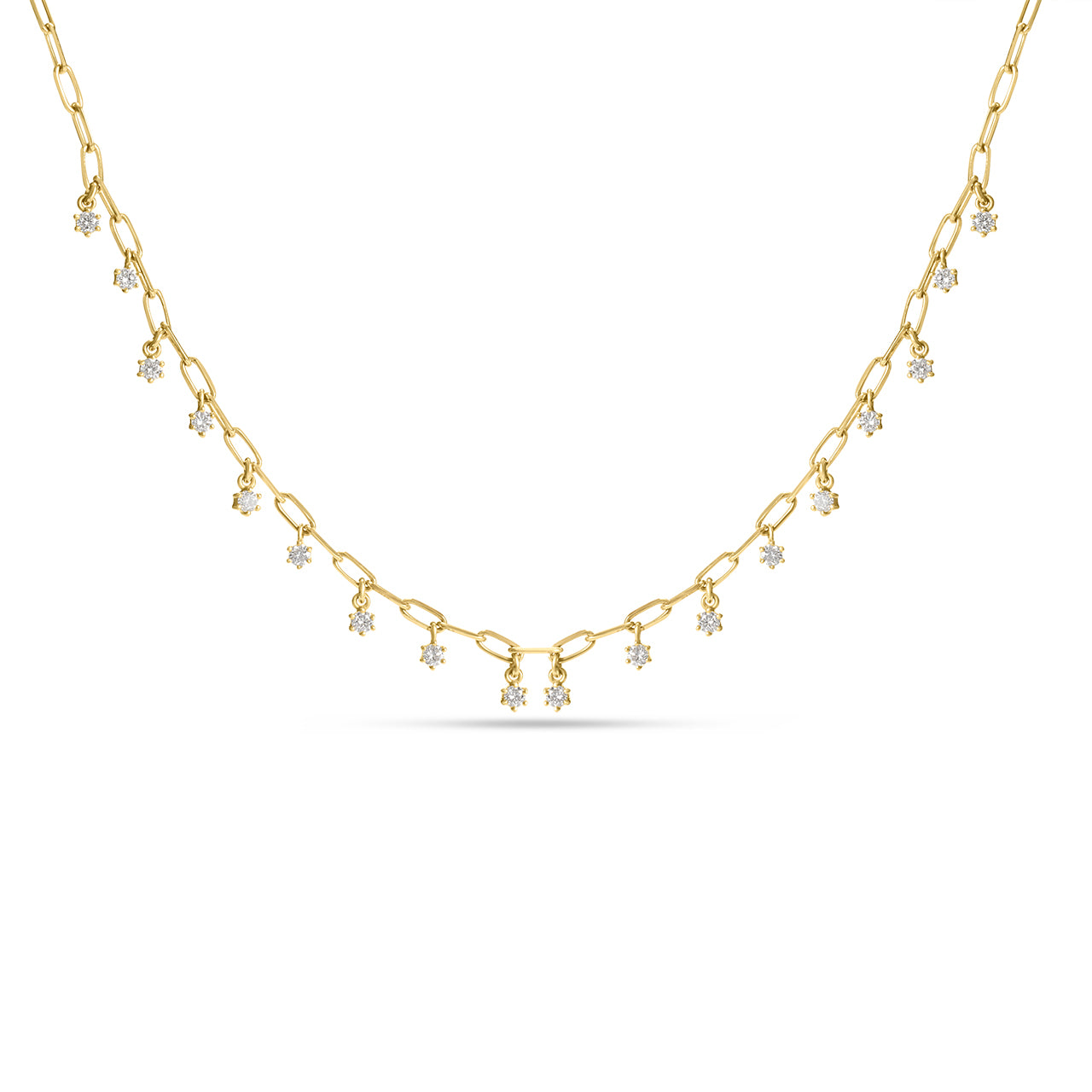 Diamond Dangle paperclip Necklace
