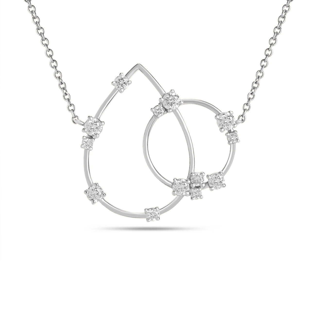Diamond Pear & Circle Floating Necklace