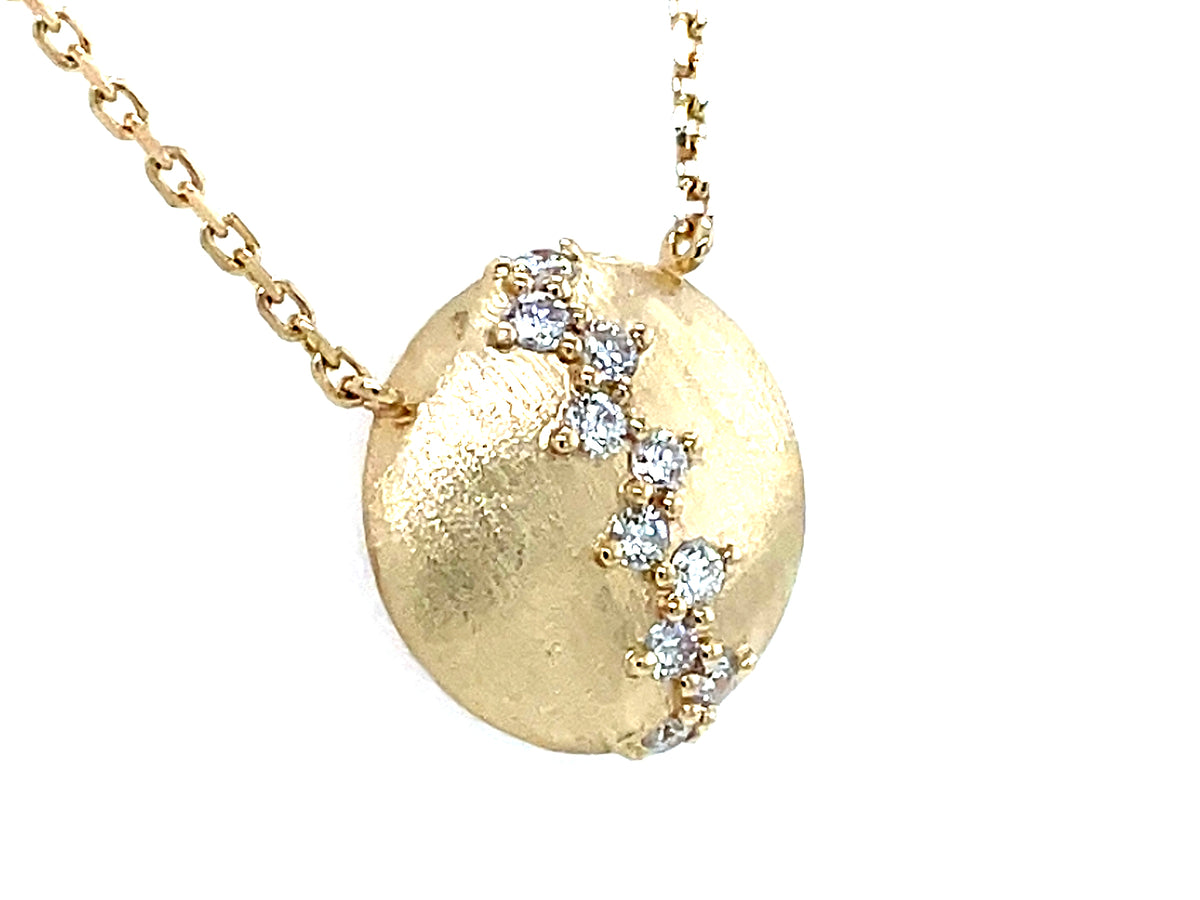 DIAMOND STITCH DISC NECKLACE, 12.7MM, 18"/17"/16" CHAIN, SATIN FINISH