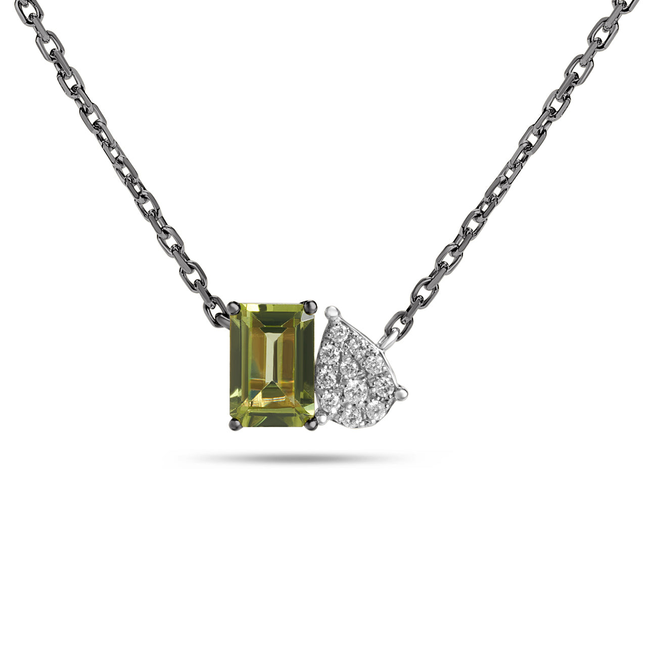 Peridot & Diamond Toi et Moi Necklace