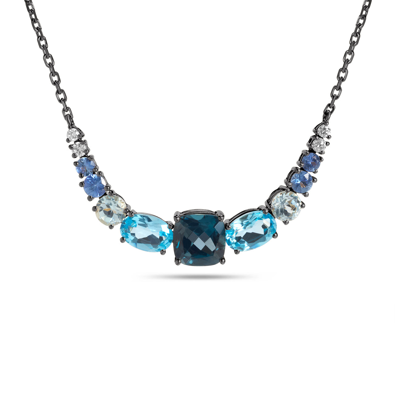 Blue Topaz, Sapphire & Diamond Ombre Necklace