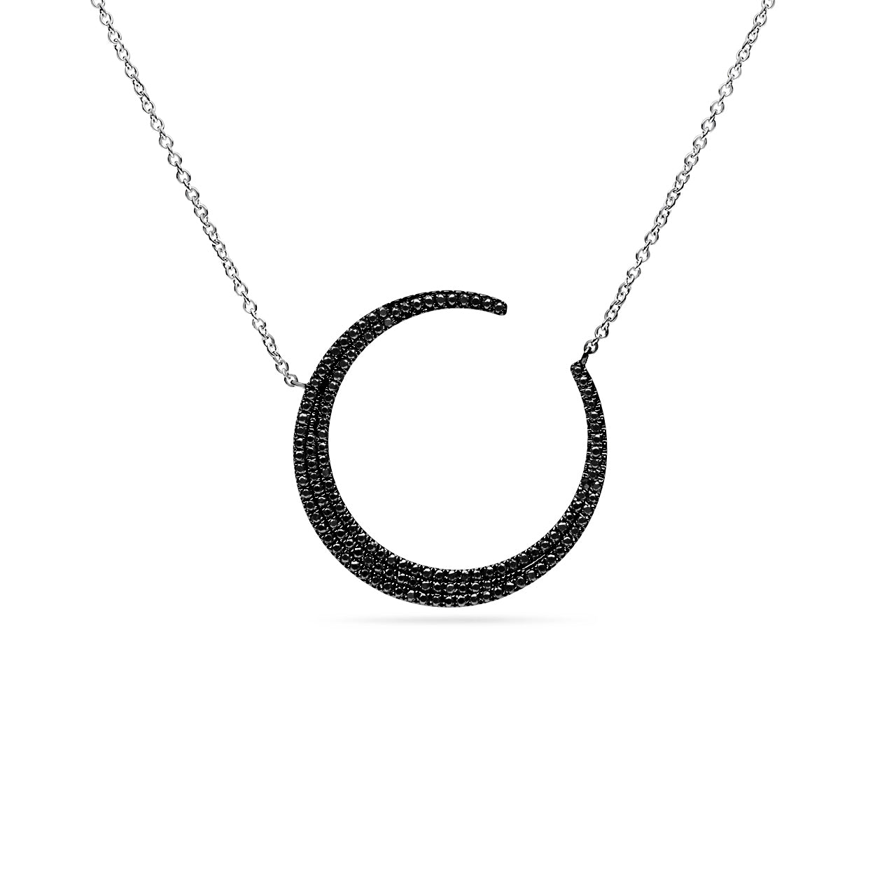Black Diamond Crescent Moon Necklace