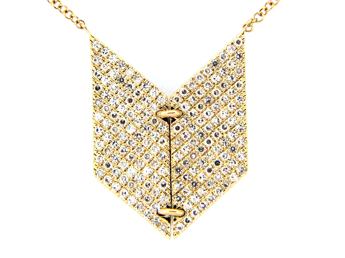 DIAMOND CHEVRON NECKLACE, 18"/17"/16", 14KY (N)